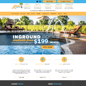 A screenshot of the Aloha Pools website