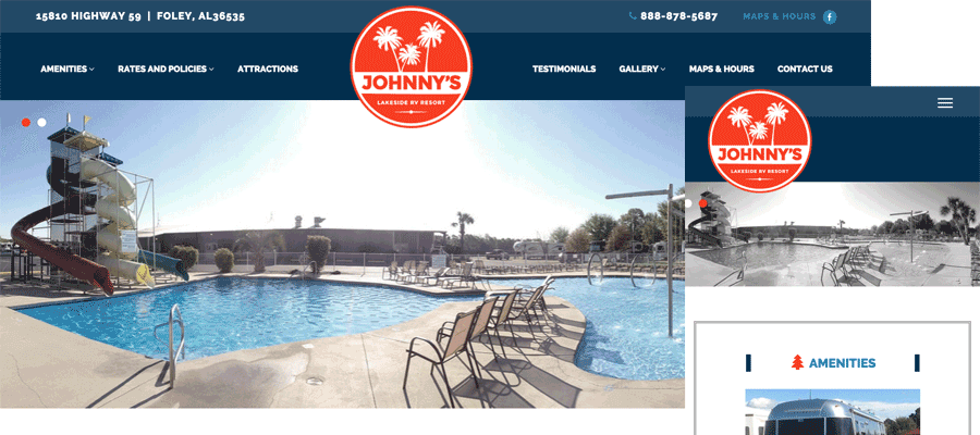 A screenshot of the Johnny's website