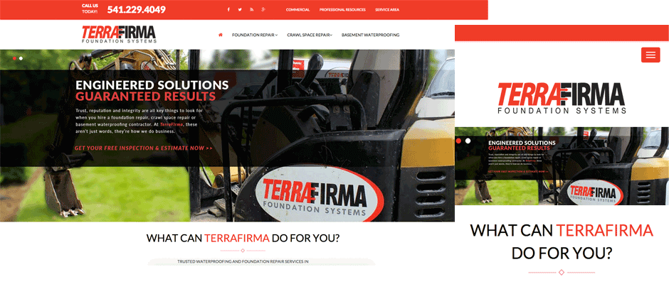 A screenshot of the Terra Firma website